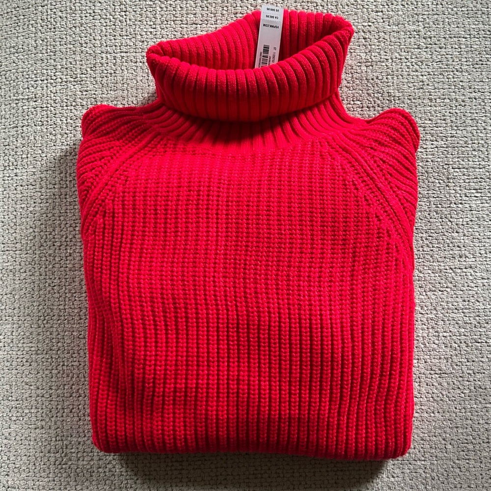 VS Pink Varsity Chunky Turtleneck Sweater In Red Pepper Size M NWT❤️❤️ - Picture 7 of 7